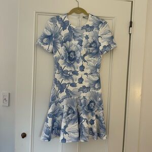 Lover Floral Blue and Ivory Dress, Size 6